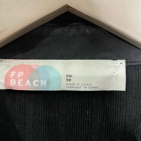 Free People Beach Black Cotton Ribbed Stretch Button Up Dress -XS - Picture 3 of 6